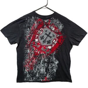 CHEMISTRY T Shirt Mens Small Black Red Skull Graphic Y2K Affliction Style Goth